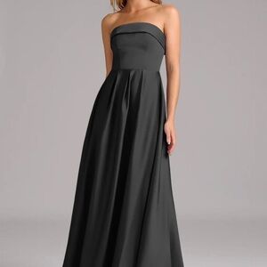 Azazie Elegant Strapless Charcoal Dress